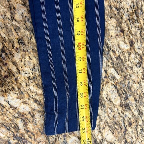 United Colors Of Benetton Linen Blue Double Breasted Striped Blazer Size 2 - Picture 12 of 13